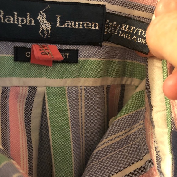 Ralph Lauren Classic Fit Pastel Striped Extra Large Tall Button Up Dress Shirt - Picture 4 of 6